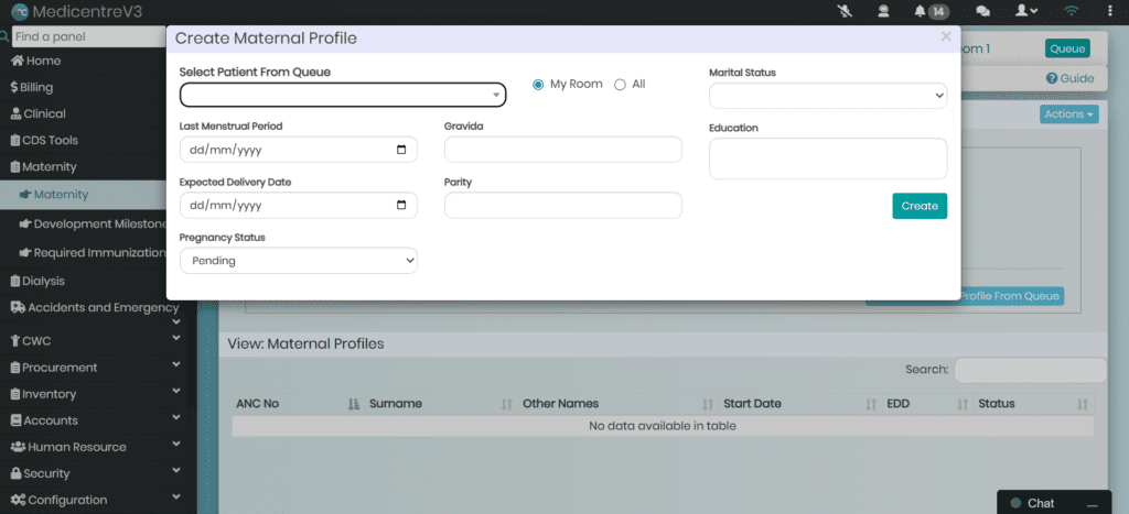 Maternity Profile Creation