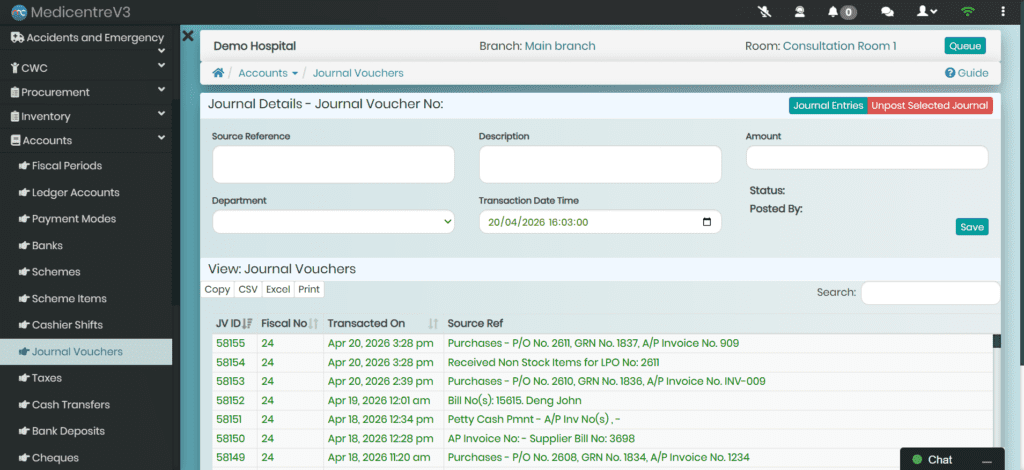 controlled adjustment journal vouchers